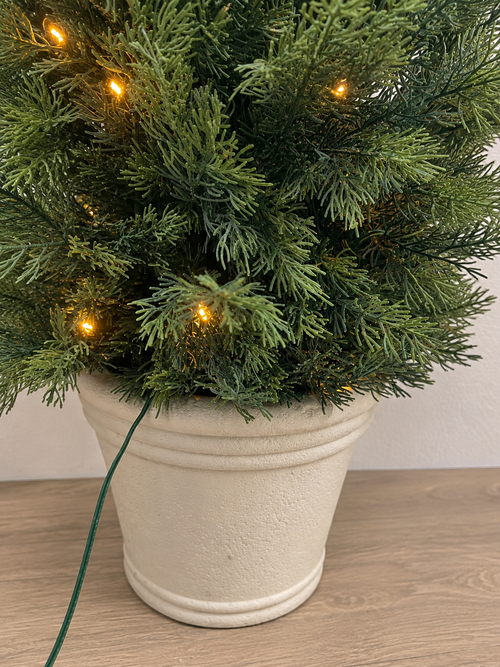 Gonice Pre-Lit Artificial Christmas Tree — One-Piece Potted Tree with Warm White LEDs