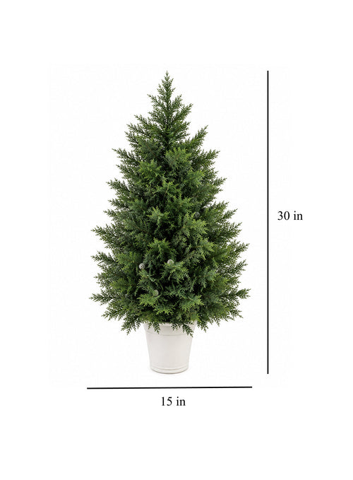 Gonice Pre-Lit Artificial Christmas Tree — One-Piece Potted Tree with Warm White LEDs