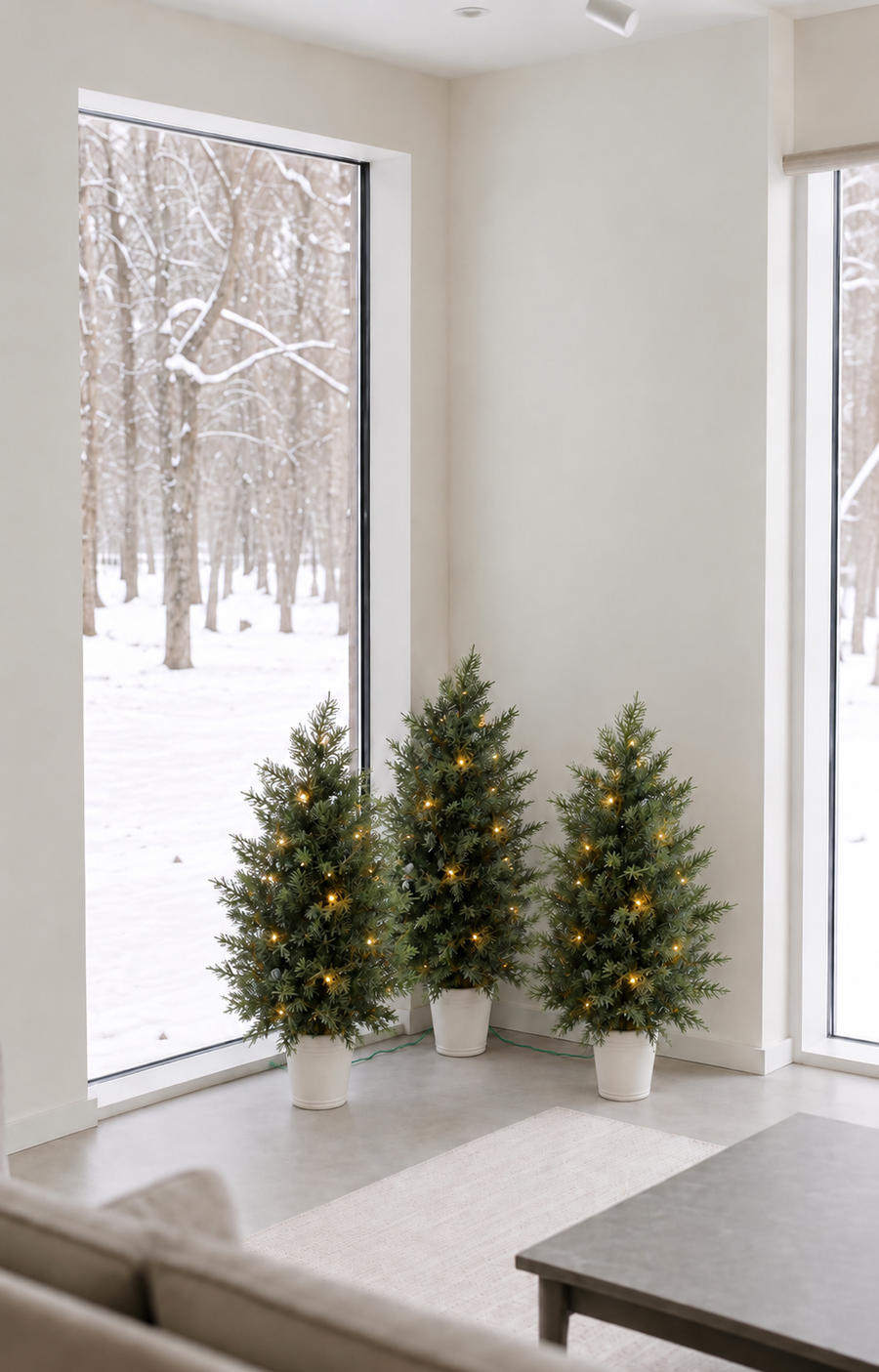 Gonice Pre-Lit Artificial Christmas Tree — One-Piece Potted Tree with Warm White LEDs